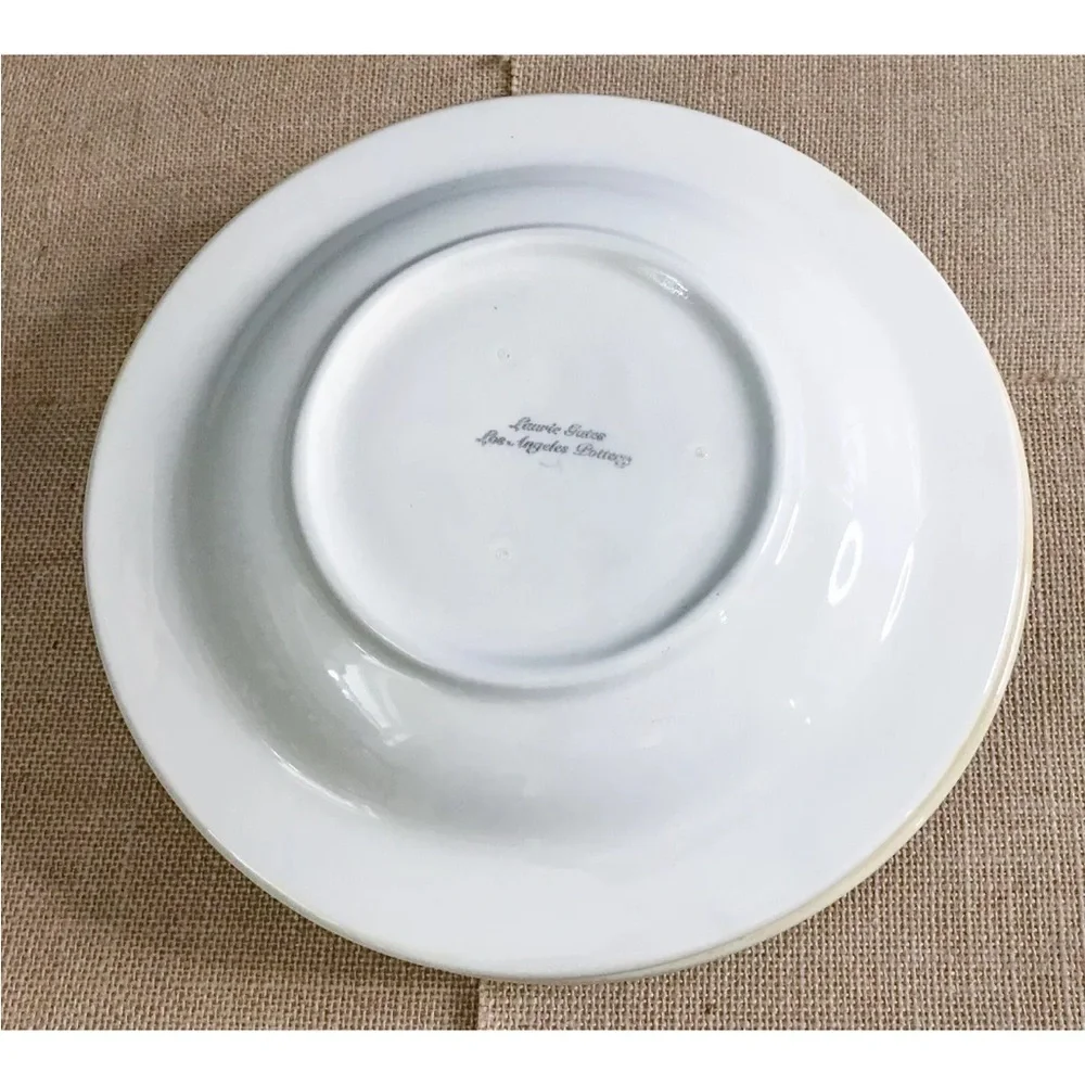 Los Angeles Pottery Laurie Gates Rose Deep Dish Plate Set Cottage Core Vintage